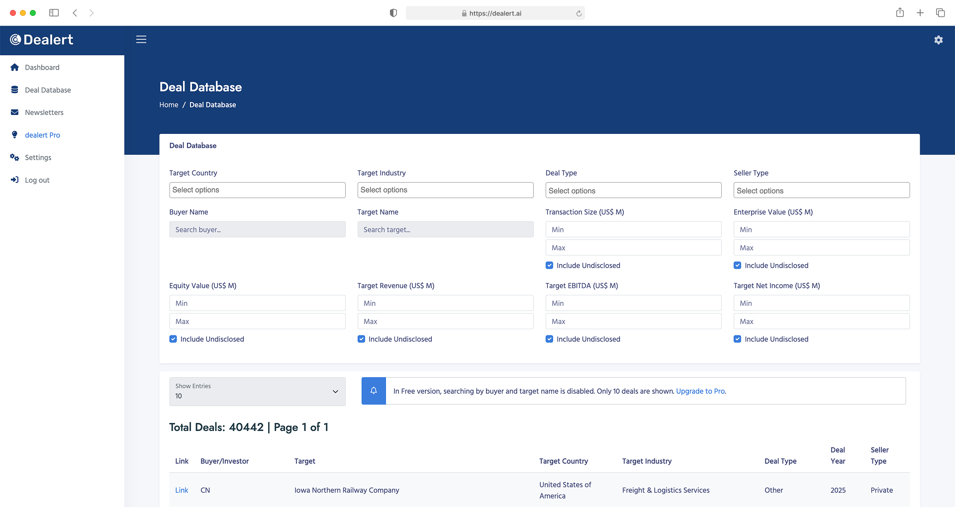 M&A Intelligence Dashboard